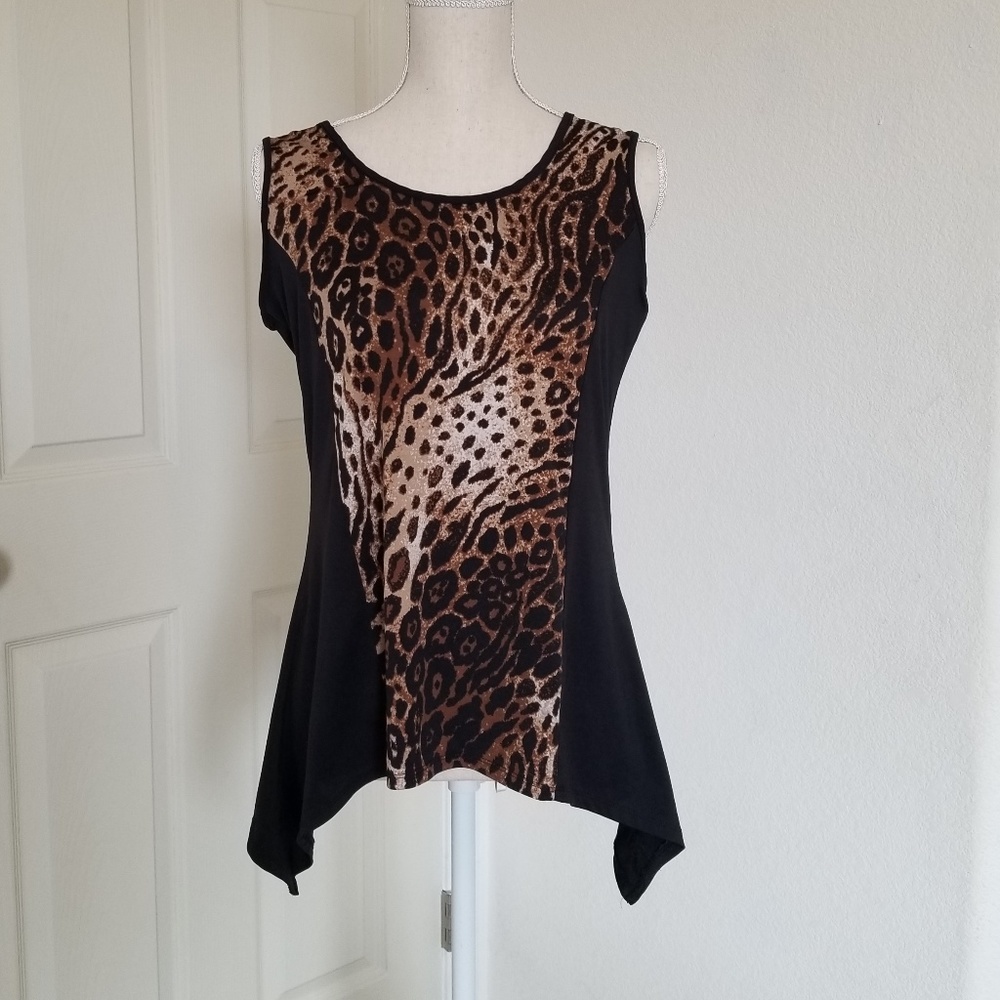 Notations animal print sleeveless long tank Size S